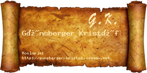 Günsberger Kristóf névjegykártya